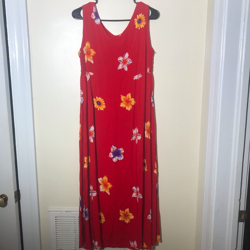 Red Floral Maxi Dress - Sleeveless Summer Dress